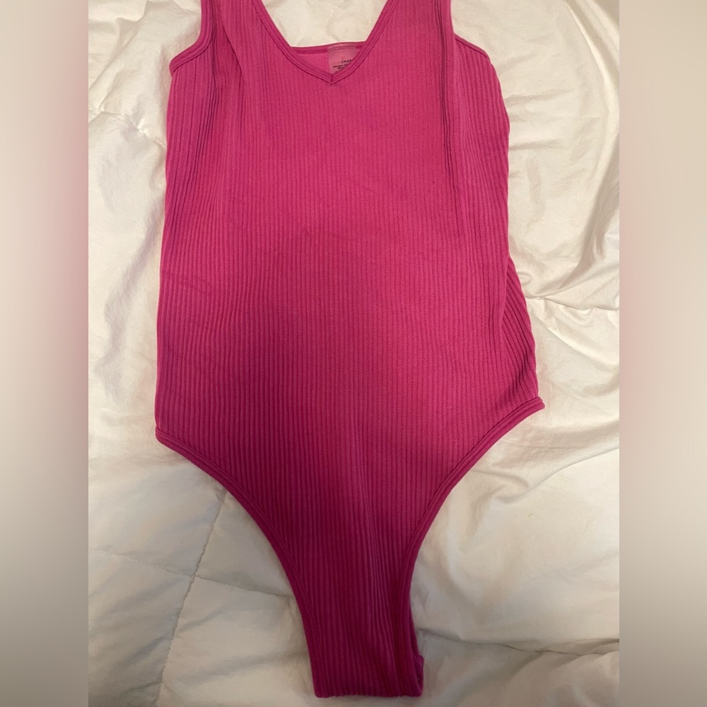 Pink body suit (ribbed fabric material)